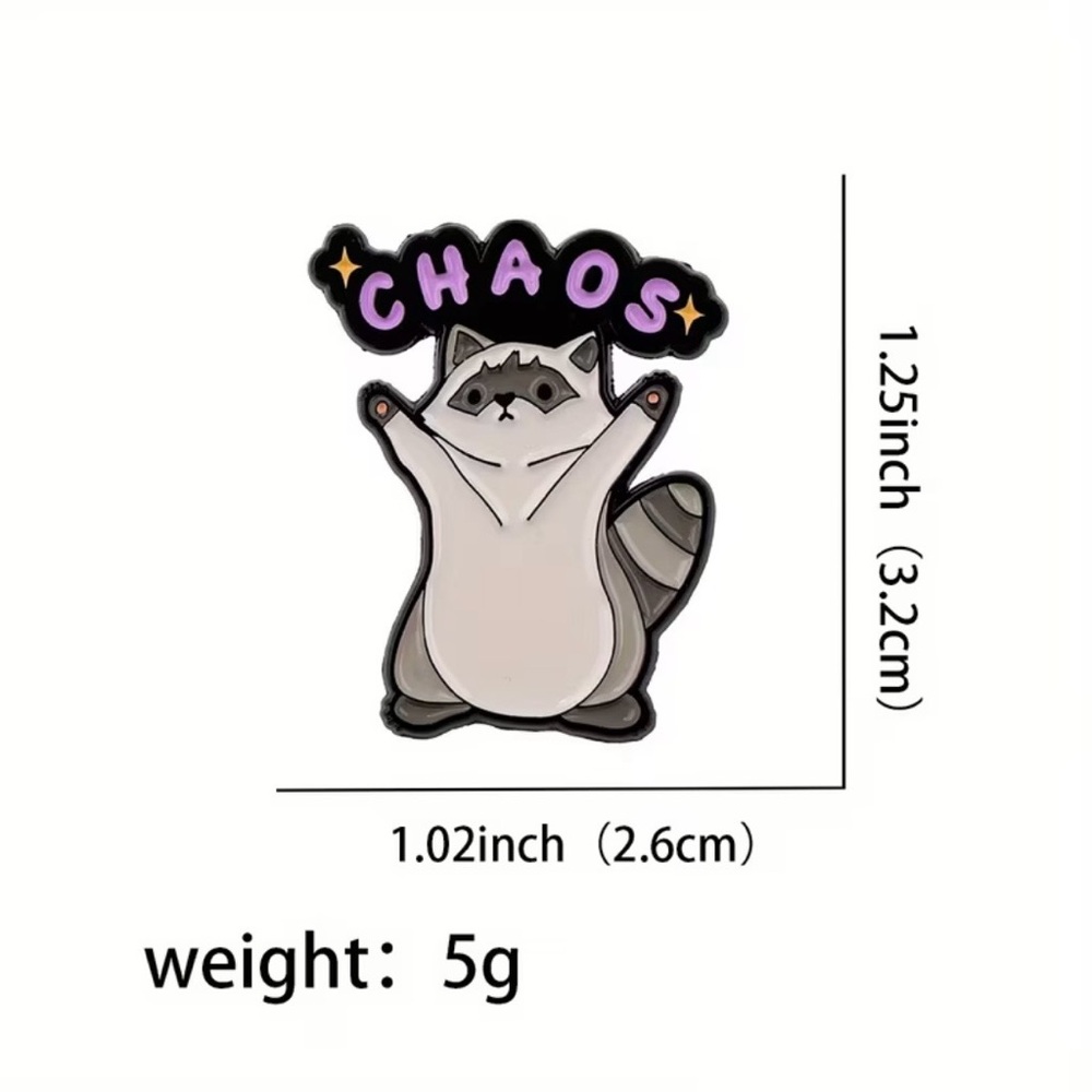 Raccoon Chaos Enamel Pin - Black and Gray - Picture 2 of 3